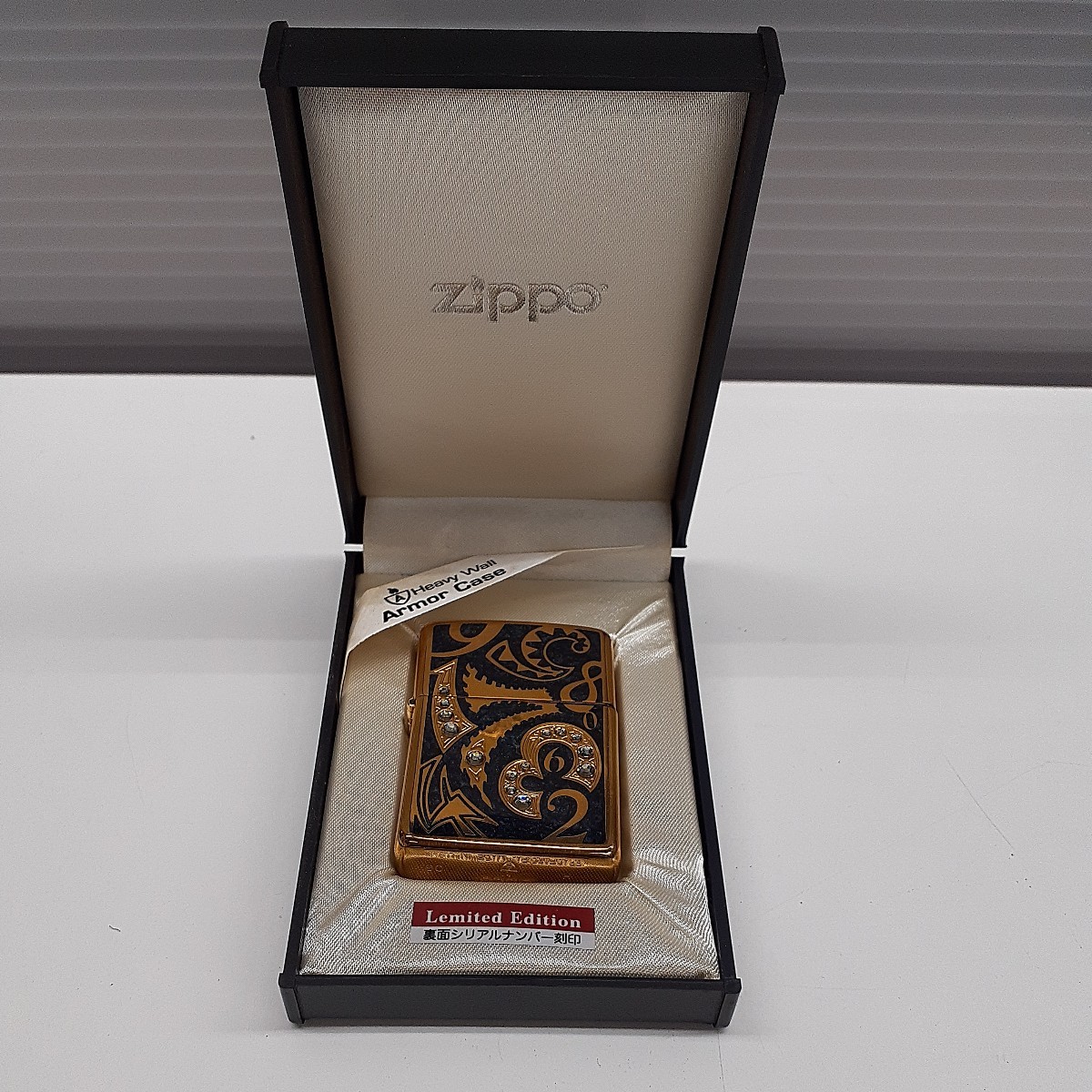 未使用 ZIPPO/ジッポー アーマーケース ニューダイヤル 数字/ラインストーン シリアルナンバー刻印 ケース付き　エ