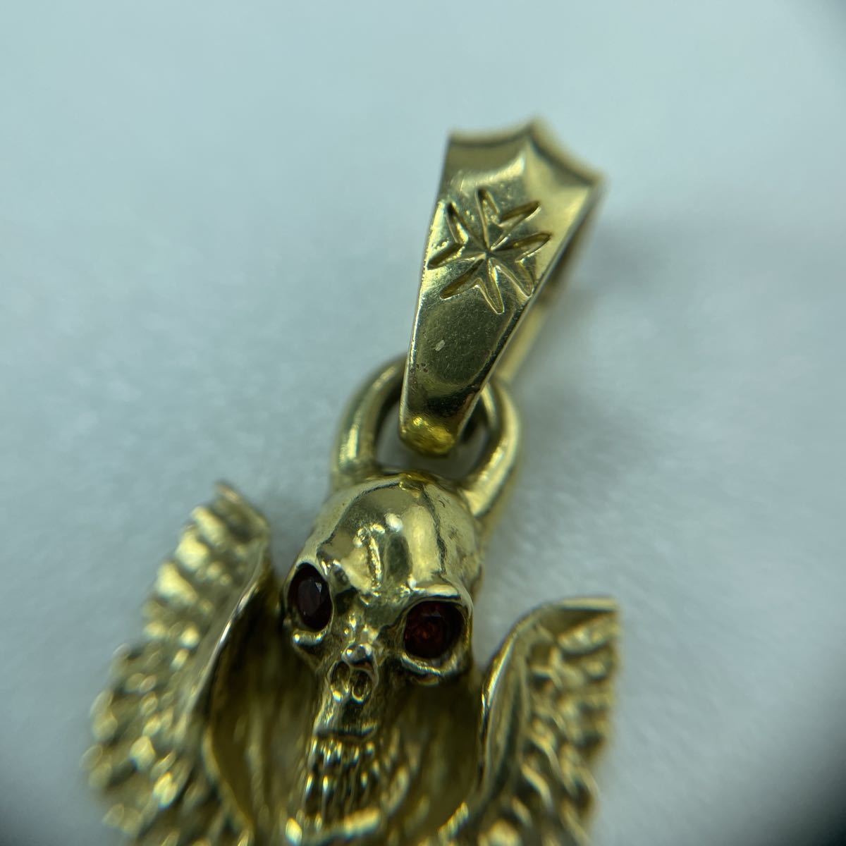 ガボラトリー 10k Quarter Skull Wing Garnet eyes Pendant ペンダント 