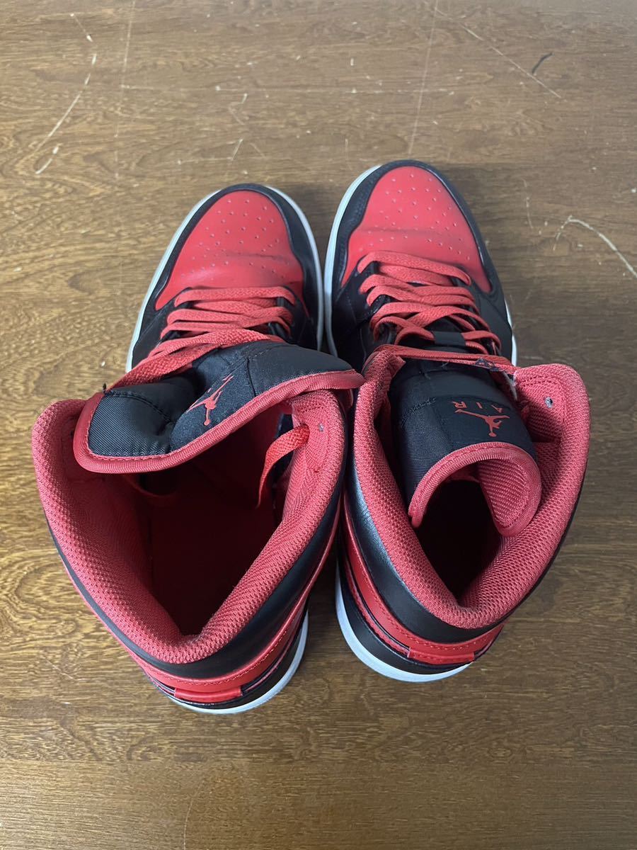 美品】 NIKE AIR JORDAN 1 MID 赤黒 スニーカー 27.5cm ナイキ 美品】 NIKE AIR JORDAN 1 MID 赤黒 スニーカー 27.5cm ナイキ