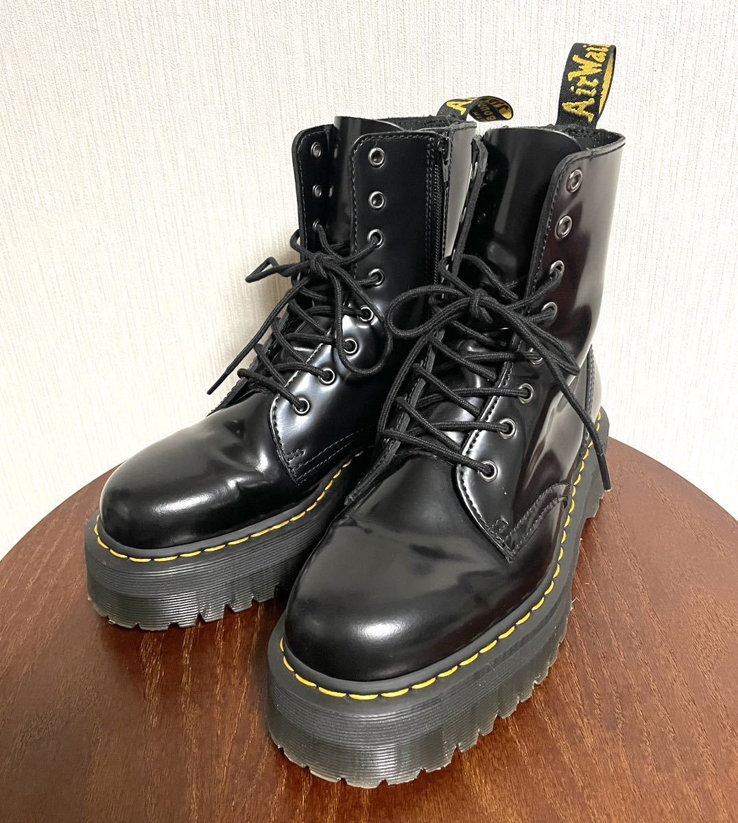 【試し履きのみ 未使用】Dr.Martens ドクターマーチン 厚底 サイドジップ 8ホールブーツ UK7 約26cm ブラック 黒 広沢
