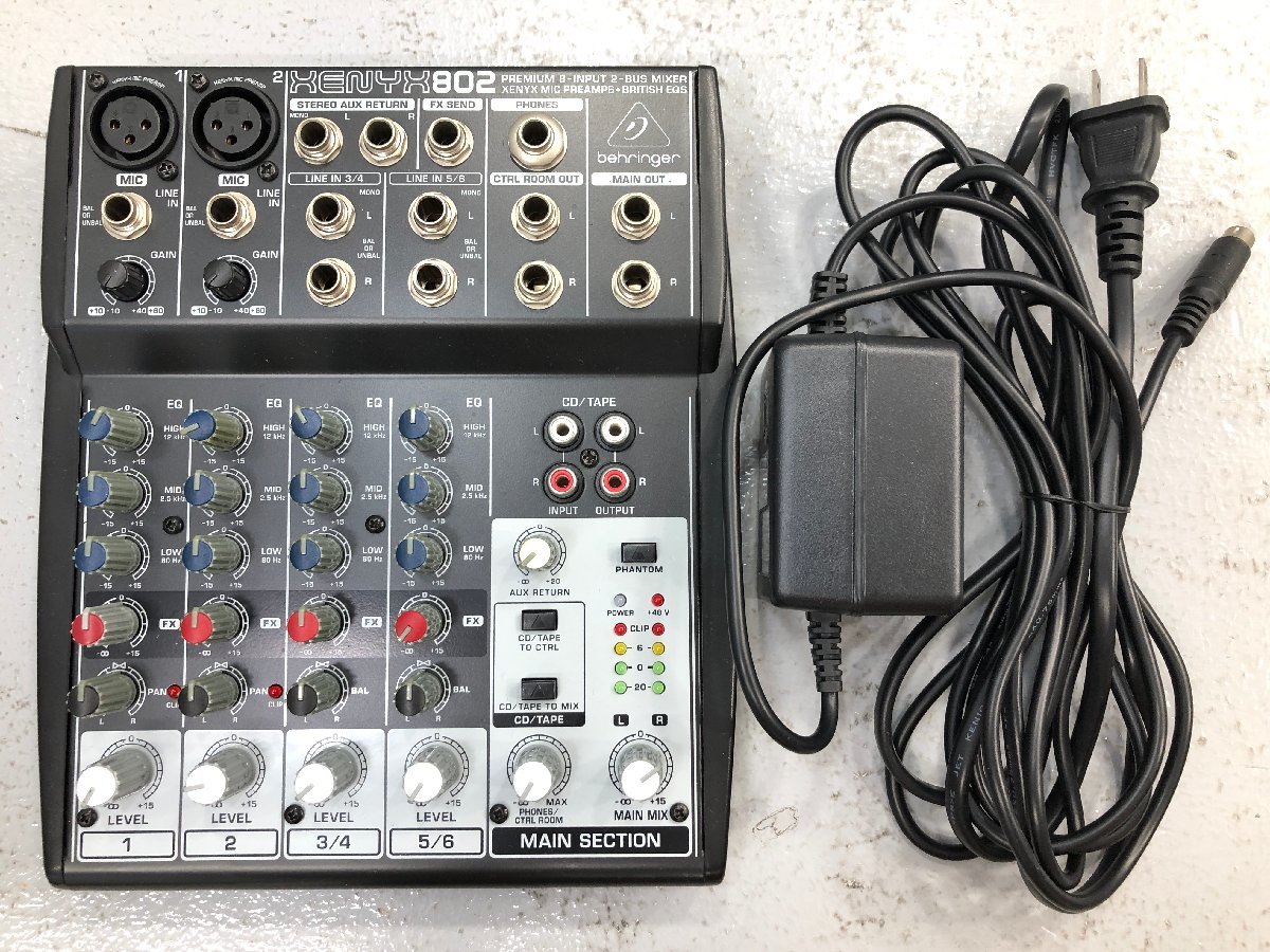 ◇【中古】動作確認済み behringer XENYX 802 ベリンガー 6ch アナログミキサー 同梱不可　1円スタート