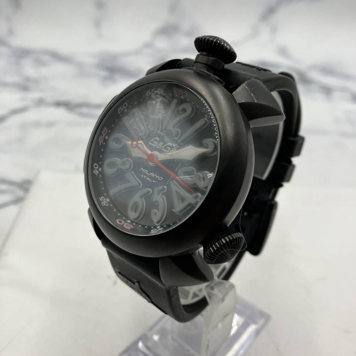 ◆【売り切り】GaGa MILANOガガミラノ マヌアーレ ダイバーウォッチ 2297 オートマ ラバーベルト チタン製ケース メンズ 稼働品 バルブ搭載