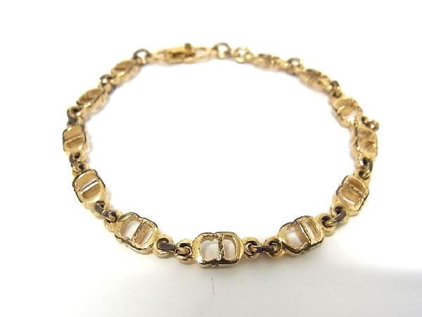 1円 ChristianDior クリスチャンディオール ヴィンテージ CDロゴ ブレスレット アクセサリー レディース ゴールド系 AR2807
