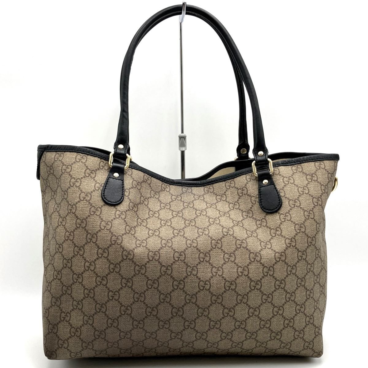 GUCCI グッチ GGスプリーム トートバッグ 肩掛け バッグ GG柄 ベージュ 