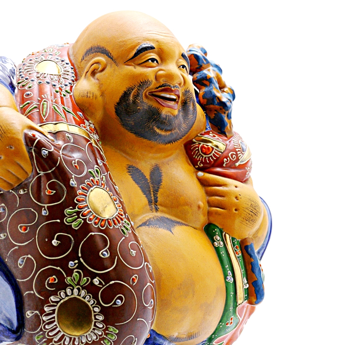 Kutani Yaki 】九谷八幡窯 七福神 布袋様 九谷焼 置物 縁起物 金彩色絵