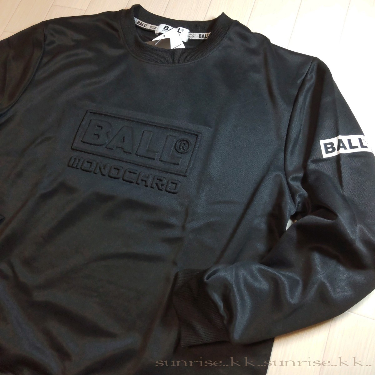 新品 LL (XL) ボール BALL 立体 3D ロゴ トレーナー シンプル モデル 黒 ブラック LL (XL) サイズ