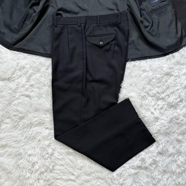 希少!! BURBERRY バーバリー AB4（Mサイズ程度） グレー ストライプ シングルスーツ　総裏 2B セットアップ メンズ バーバリー バーバリーズ テーラードジャケット オールド Burberrys ブラック