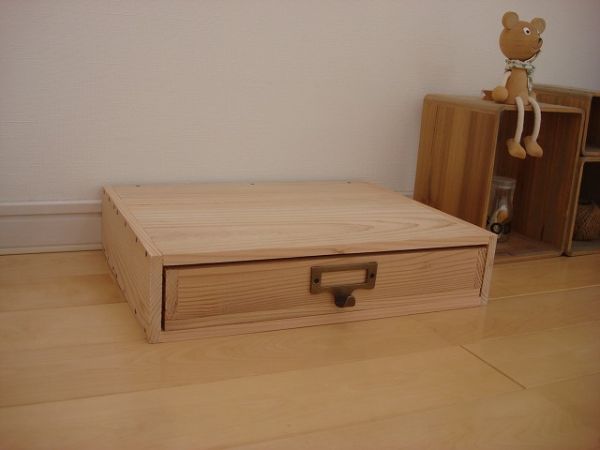 ★サイズ変更可能★A3ネームプレート1段引き出し/無垢材木製書類ケース カトラリー収納 オーダー可能 オーダー可サイズ変更可