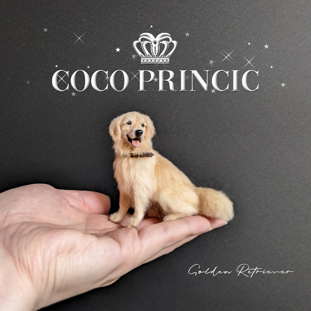 ミニチュア羊毛フェルト犬 7.2cmのゴールデン レトリバー レトリーバー