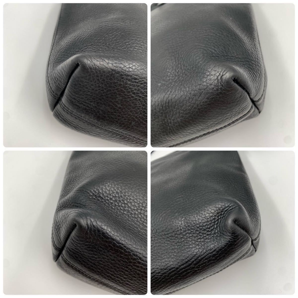 極美品□ HIROFU ヒロフ オールレザー シボ革 本革 Hロゴ型押し クロス 