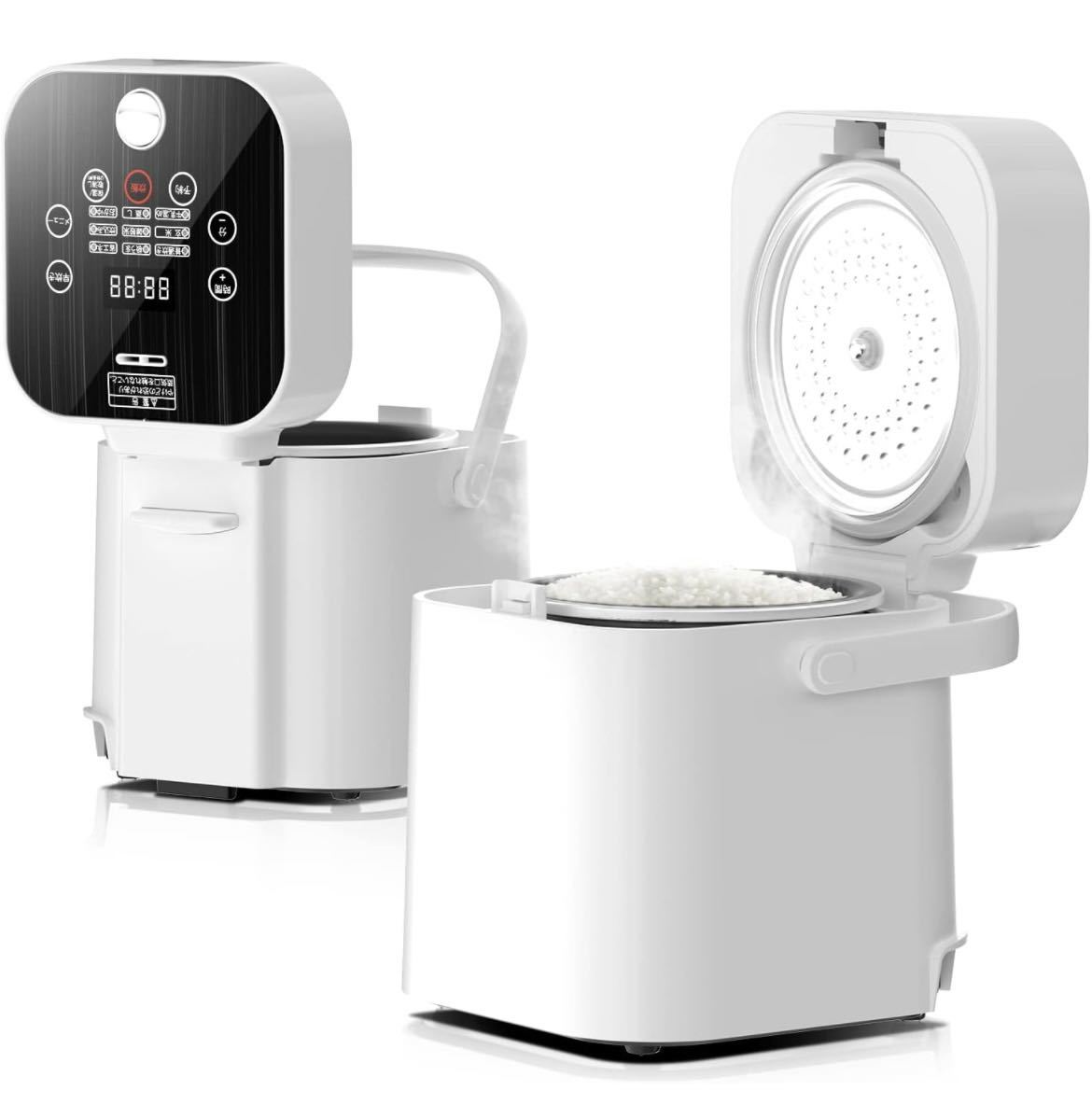 炊飯器 2合炊き ひとり暮らし用 小型 電気炊飯釜 1合 炊飯器 マイコン式 保温 多機能 すいはんき (0.36 L， white)