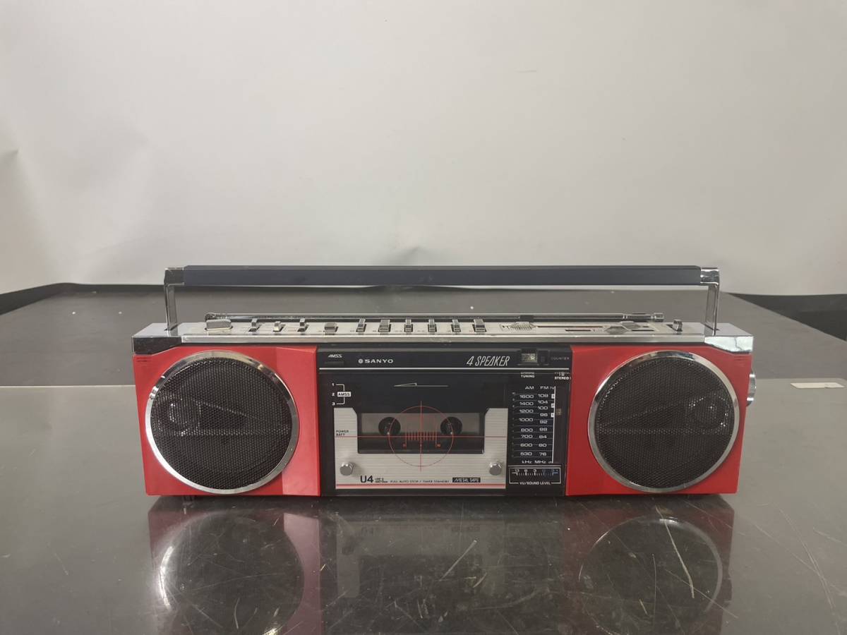 SANYO MR-U4SL FM/AM ステレオラジオカセット 動作美品 SANYO MR-U4SL (R)レッド スリム FM/AMステレオラジオ カセット