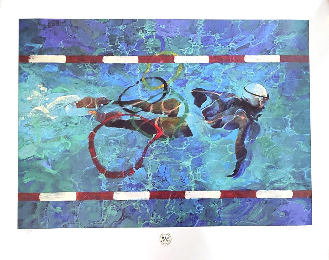 美品】ロバート・ハインデル リトグラフ☆Swimming Olypmics 美品