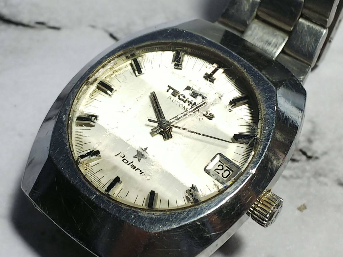 193★テクノス メンズアンティーク オート カットガラス ビンテージ