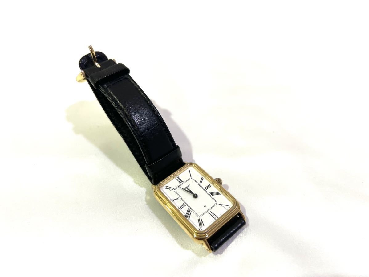 【動作確認済み 】SEIKO セイコー 2220-3460 スクエア 手巻き ゴールドカラー 腕時計 60サイズ（471）