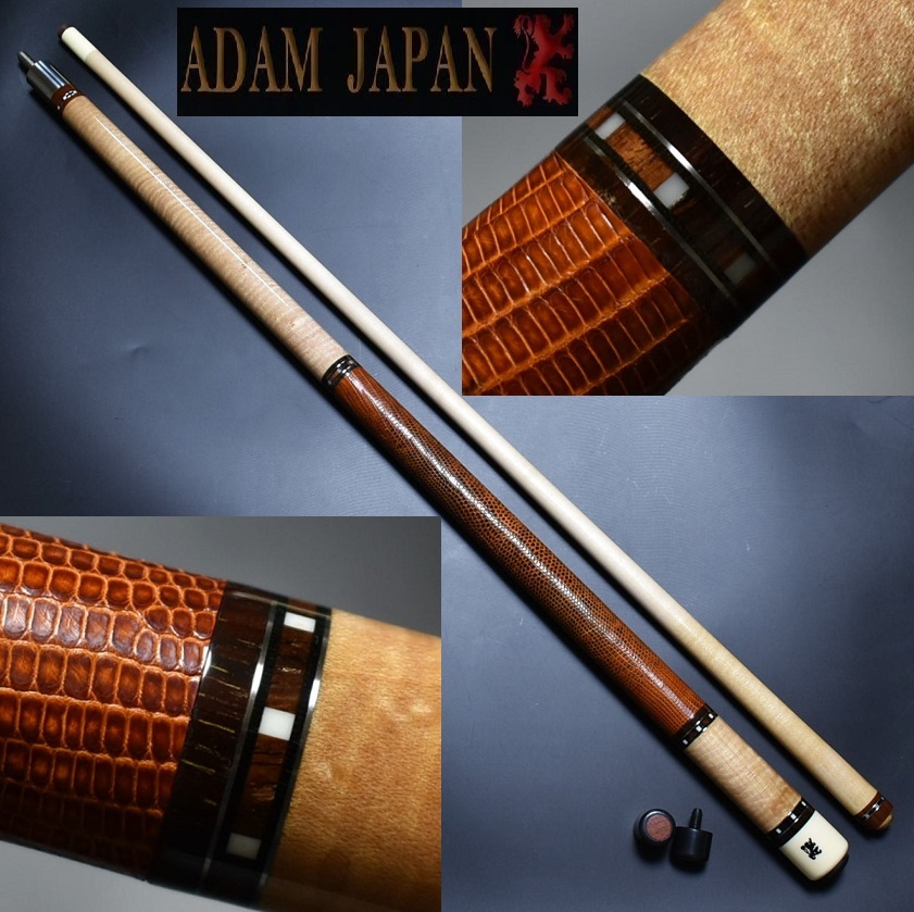 ☆old Adam cue アダム 18山 リザード本革 モーリタップ ジョイントキャップ付属