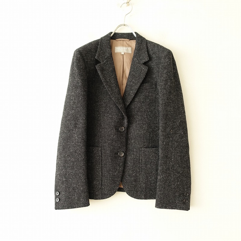 //マーガレットハウエル×ハリスツイード MARGARET HOWELL×Harris Tweed *ウールジャケット*3厚手ダークグレー(jk27-2310-56)【42J32】