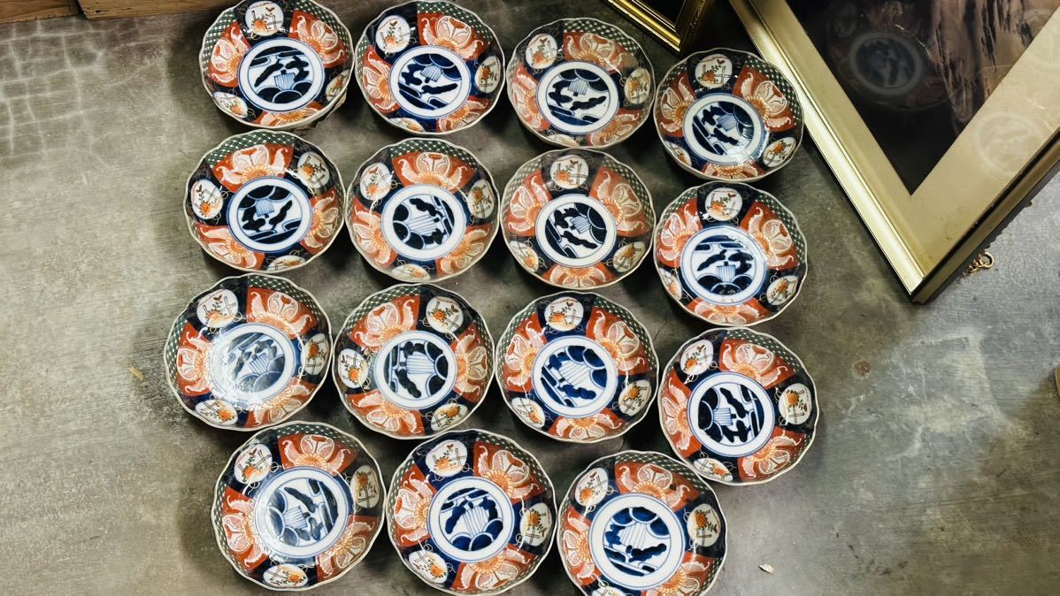 古伊万里 色絵 皿 15客 木箱付き