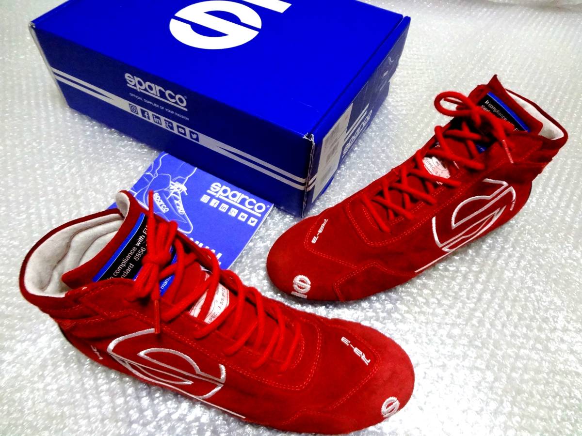 SPARCO 四輪 レーシングシューズ SLALOM RB-3 size43 約27.1-27.7cm 赤 本革バックスキン製 スパルコ 元箱/取説付