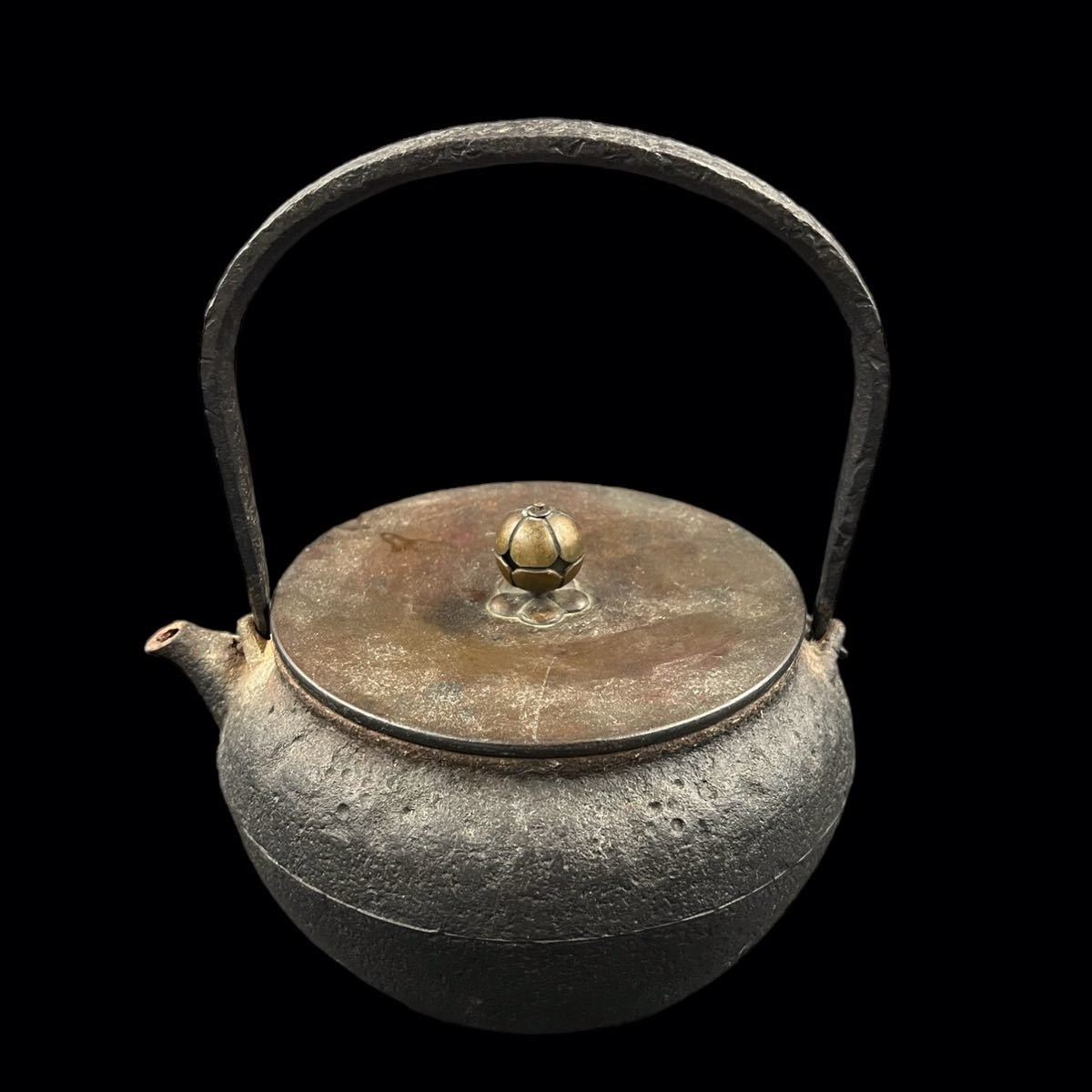 1円〜 売り切り 鉄瓶 銅蓋 平手堤手 急須 湯沸 茶道具 茶器 同梱不可【L0324】