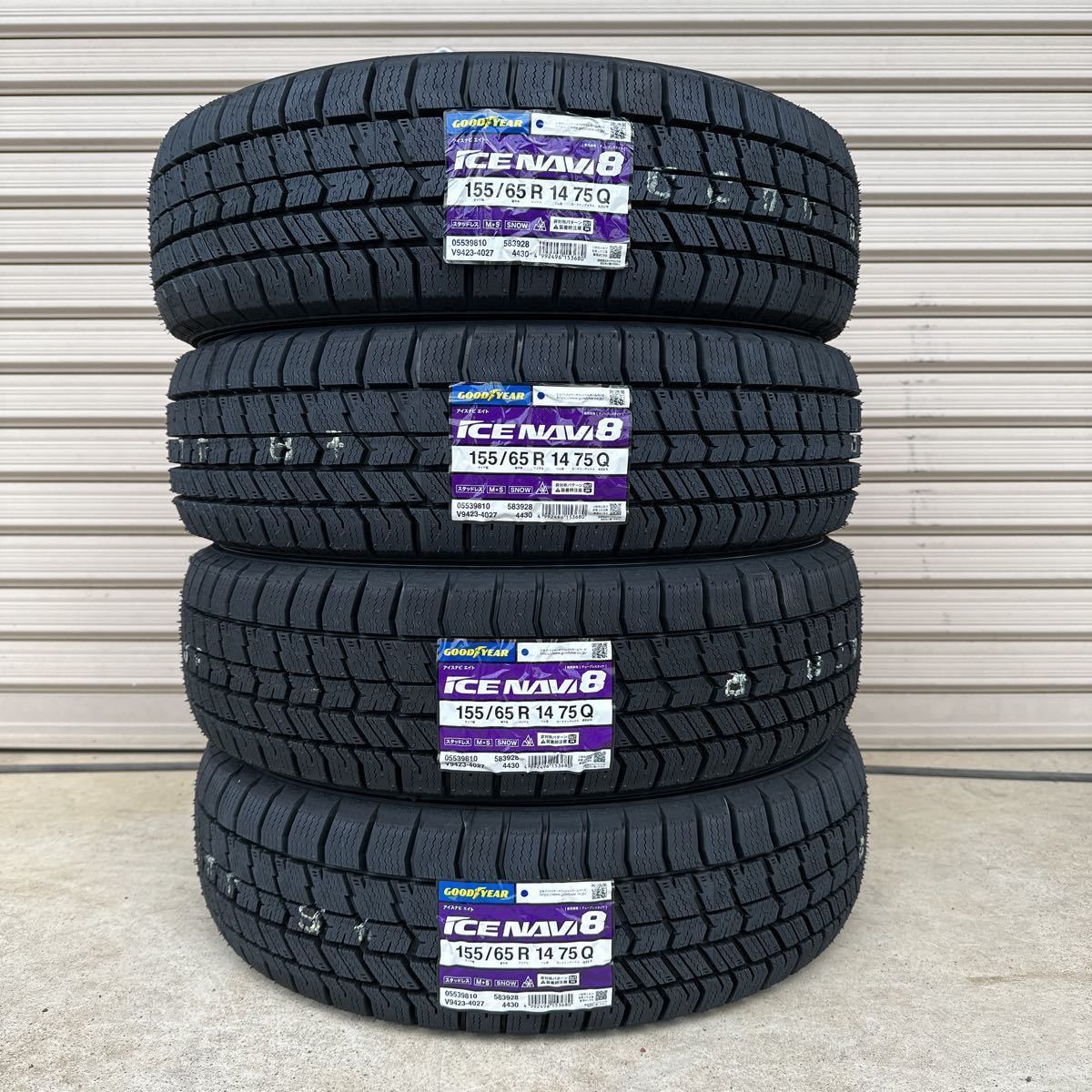 155-65R14 9分山 グッドイヤーアイスナビ8 2021年製 中古スタッドレス