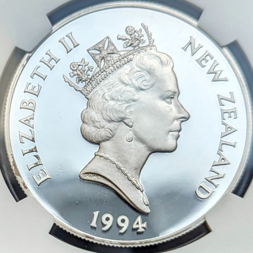 1円スタート 世界に6枚 希少 銀貨 鑑定 1994年 ニュージーランド