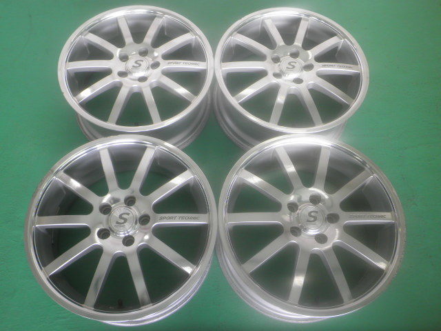 ＜H14201＞スポーツテクニック 7.5J 114.3 5H アルミホイール 4本