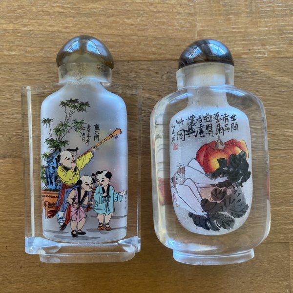 G1030 在銘 鼻煙壺 中国伝統工芸品 内絵ガラス瓶 スナッフボトル 児童 