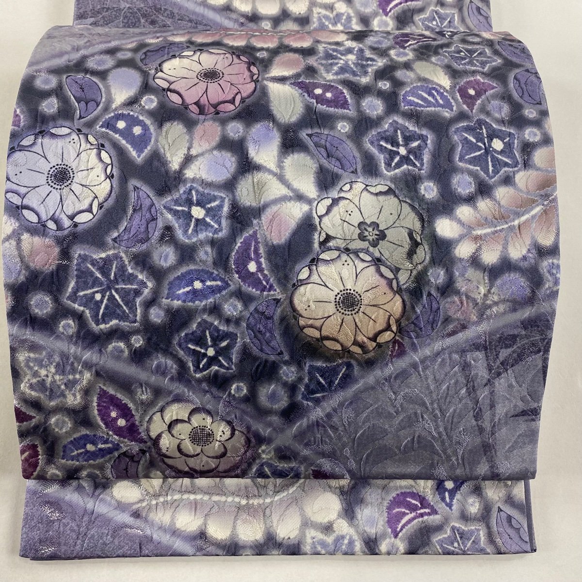 袋帯 美品 全通 夏帯 絽 メルカリ 袋帯 美品 秀品 草花 銀