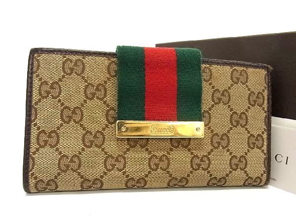 GUCCI シェリーライン 0 長財布 ⁄ グッチ GGキャンバス 1 ウェブ 美品
