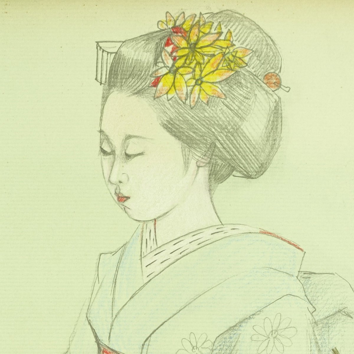 小倉遊亀 「舞妓」 木版画 美人画 着物 絵画 額縁 画家 芸術 美術 工芸品