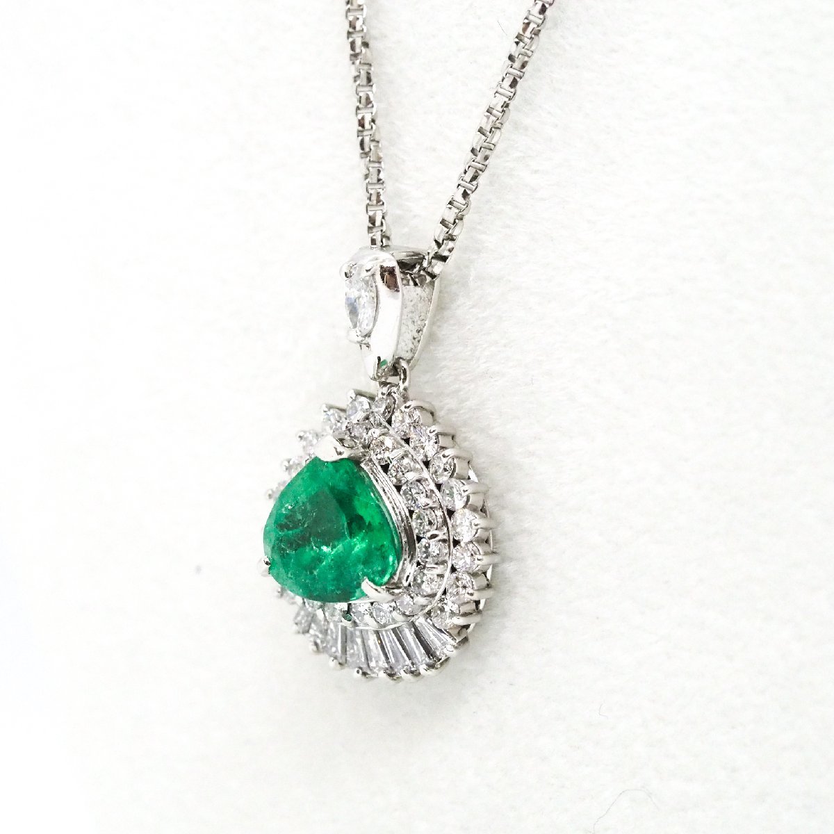 Pt900 エメラルド0.32ct ダイヤ0.16ct ペンダントトップ