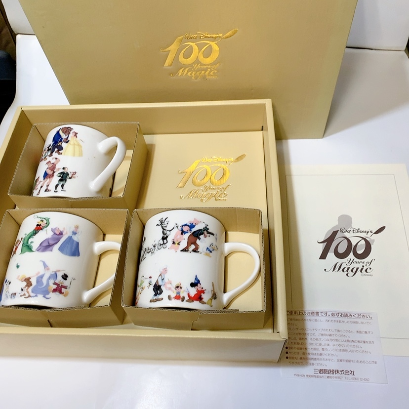 送料無料 即決 未使用 保管品 3客★Disney ディズニー 100周年記念 トリオマグセット マグカップ