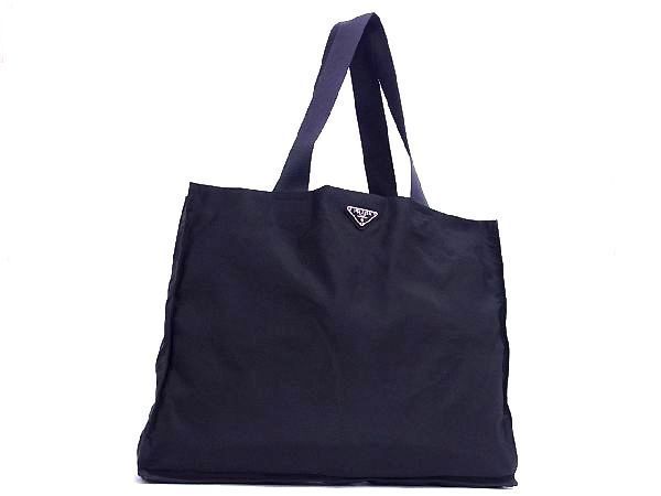 1円 ■美品■ PRADA プラダ テスートナイロン ハンドバッグ ショルダーバッグ トートバッグ 肩掛けかばん レディース ブラック系 AV0464