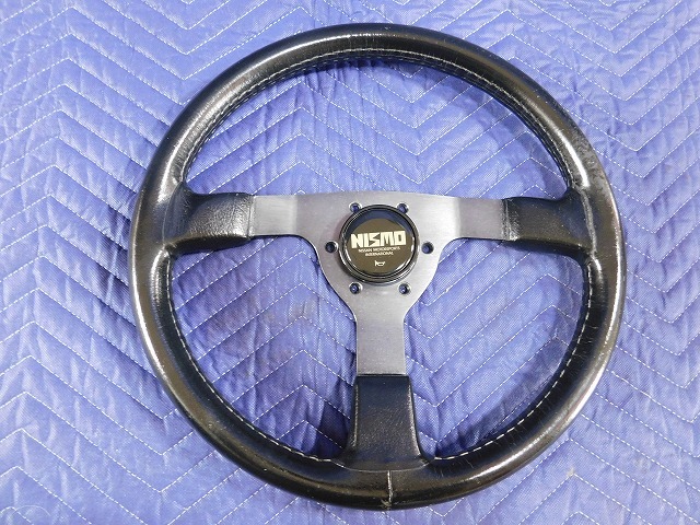 A7579◎希少　ニスモ　NISMO　365A　ステアリング　レザー　ハンドル　旧ロゴ　ホーンボタン付き　当時物　旧車　