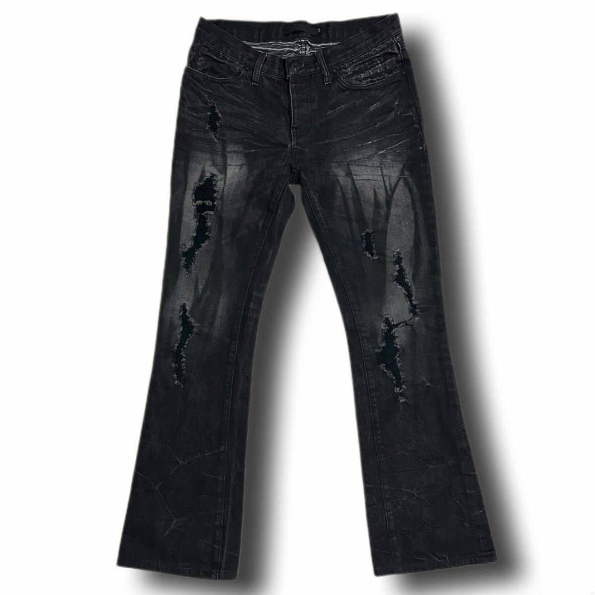 00s FUGA Distressed Flare Jeans archive l.g.b ifsixwasnine share spirit kmrii tornado mart y2k 90s アーカイブ デニムパンツ 