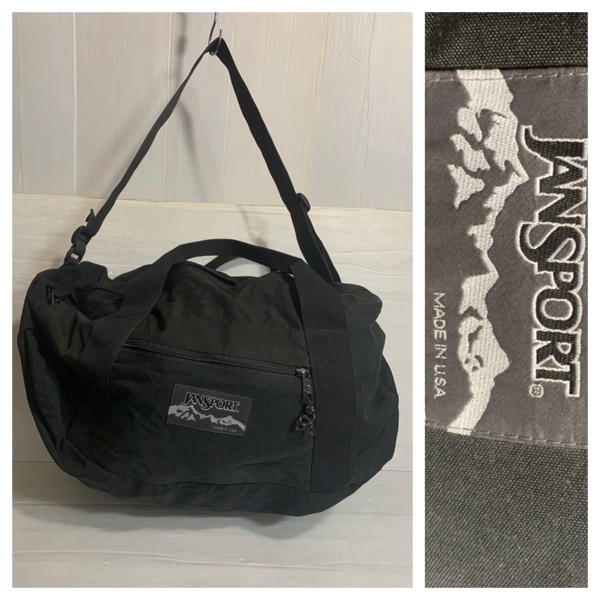 ヴィンテージ JANSPORT ジャンスポーツ USA製 黒 ショルダーストライプ 