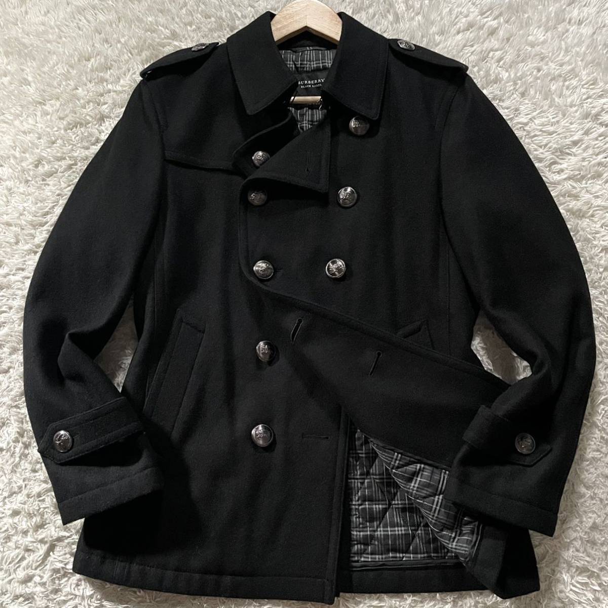 極美品○バーバリーブラックレーベル ナポレオン ピーコート