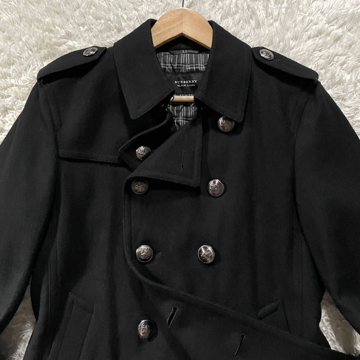 極美品○バーバリーブラックレーベル ナポレオン ピーコート