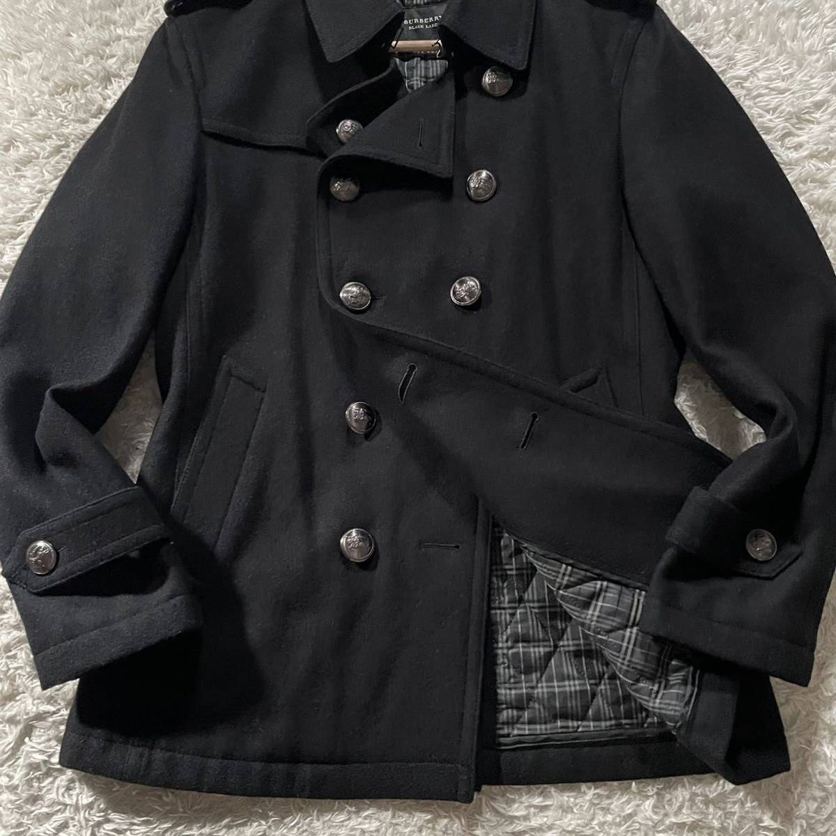 極美品○バーバリーブラックレーベル ナポレオン ピーコート