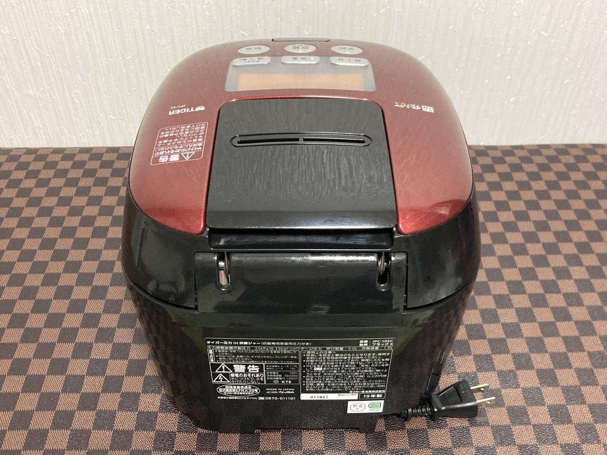 中古 2019年製 TIGER タイガー JPC-10SC 炊飯器 土鍋釜 圧力IH 5.5合
