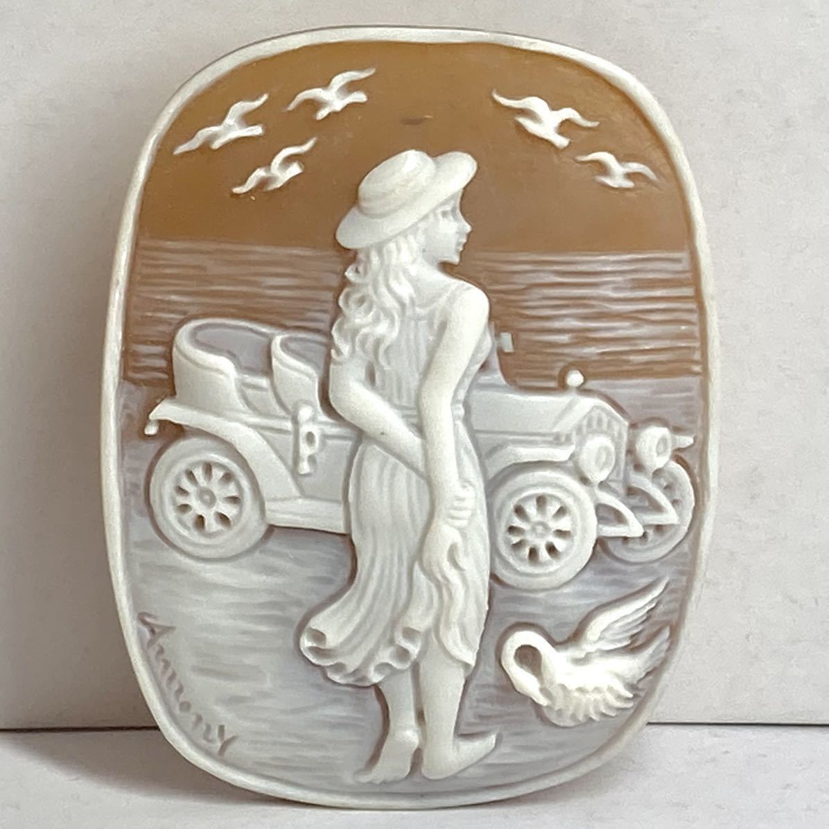 買い物代行 ○シェルカメオ7.2g○n 36ct 49.5×37.4mm 貴婦人 CAMEO 花