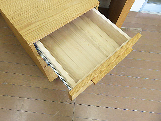 モデルルーム展示品 IDC大塚家具 タモ材 デスク＆ワゴンセット 学習机