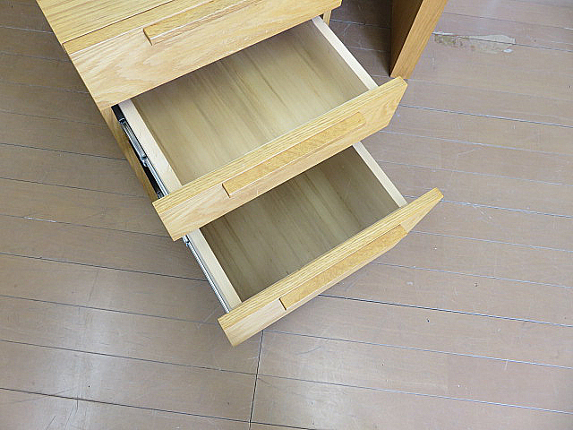 モデルルーム展示品 IDC大塚家具 タモ材 デスク＆ワゴンセット 学習机