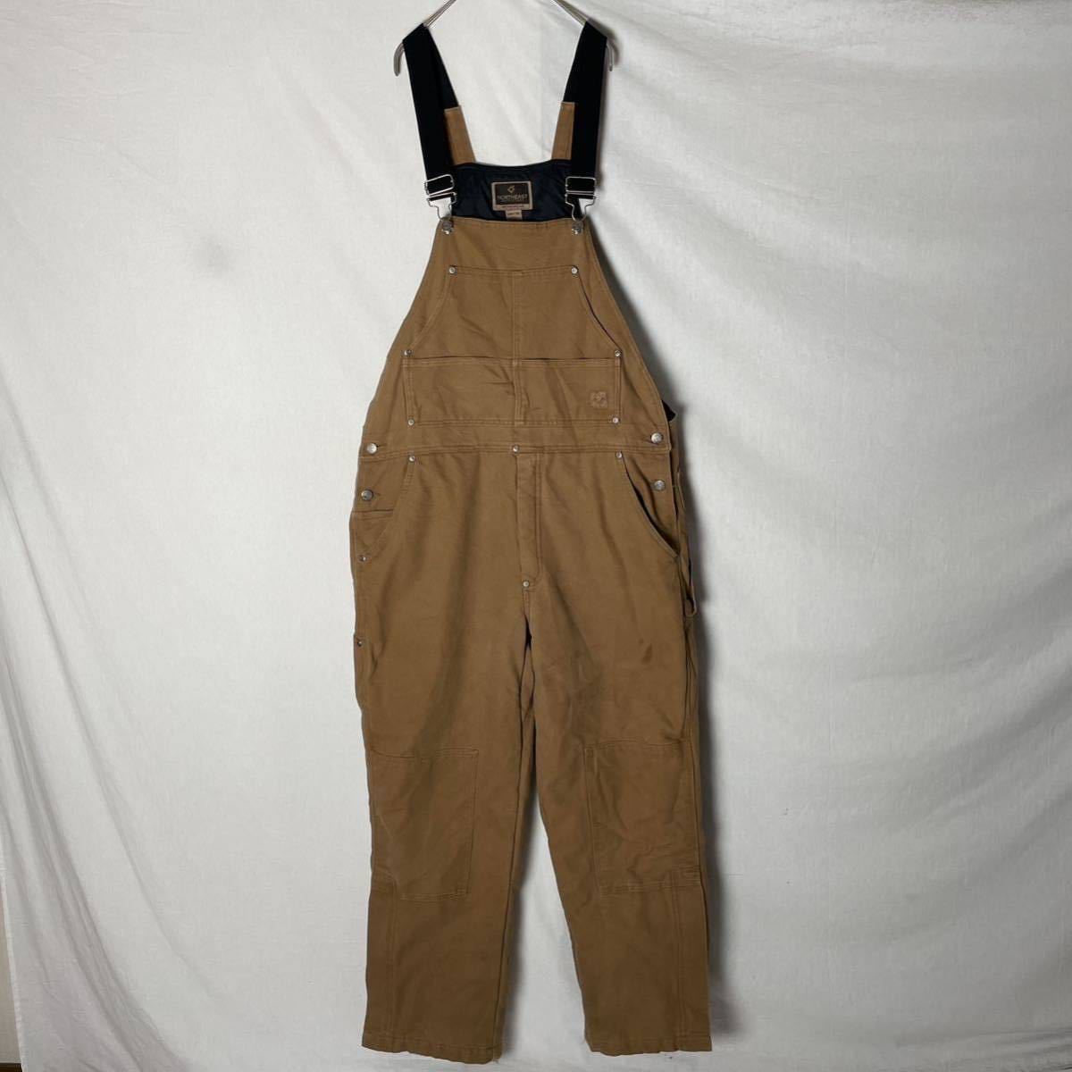 NORTHEAST ダックオーバーオール 古着 34×30 ブラウン ヴィンテージ