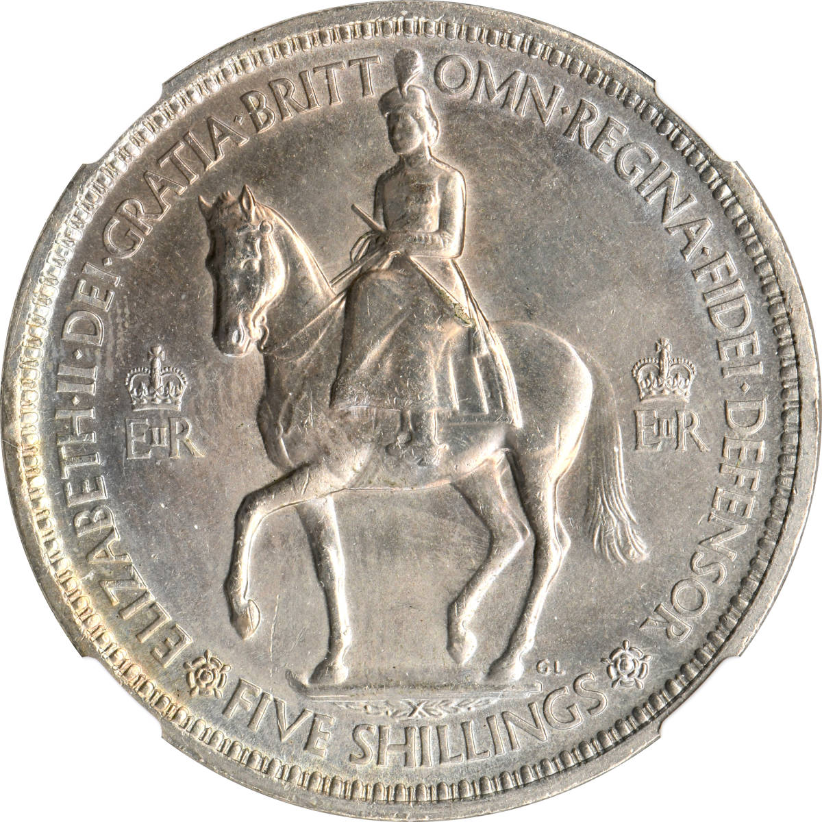 1円〜【土曜日終了】1953 イギリス 1C銀貨 NGC MS63 エリザベス2世 戴冠式