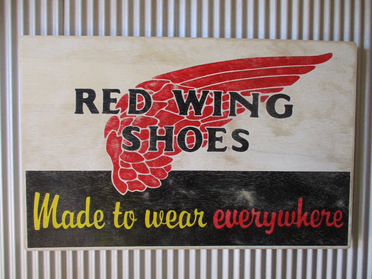 ビンテージサイン木製看板 REDWING検）アドバタイジング企業販促ガレージレッドウイングダナーリーバイスUSA40s50s60s70s