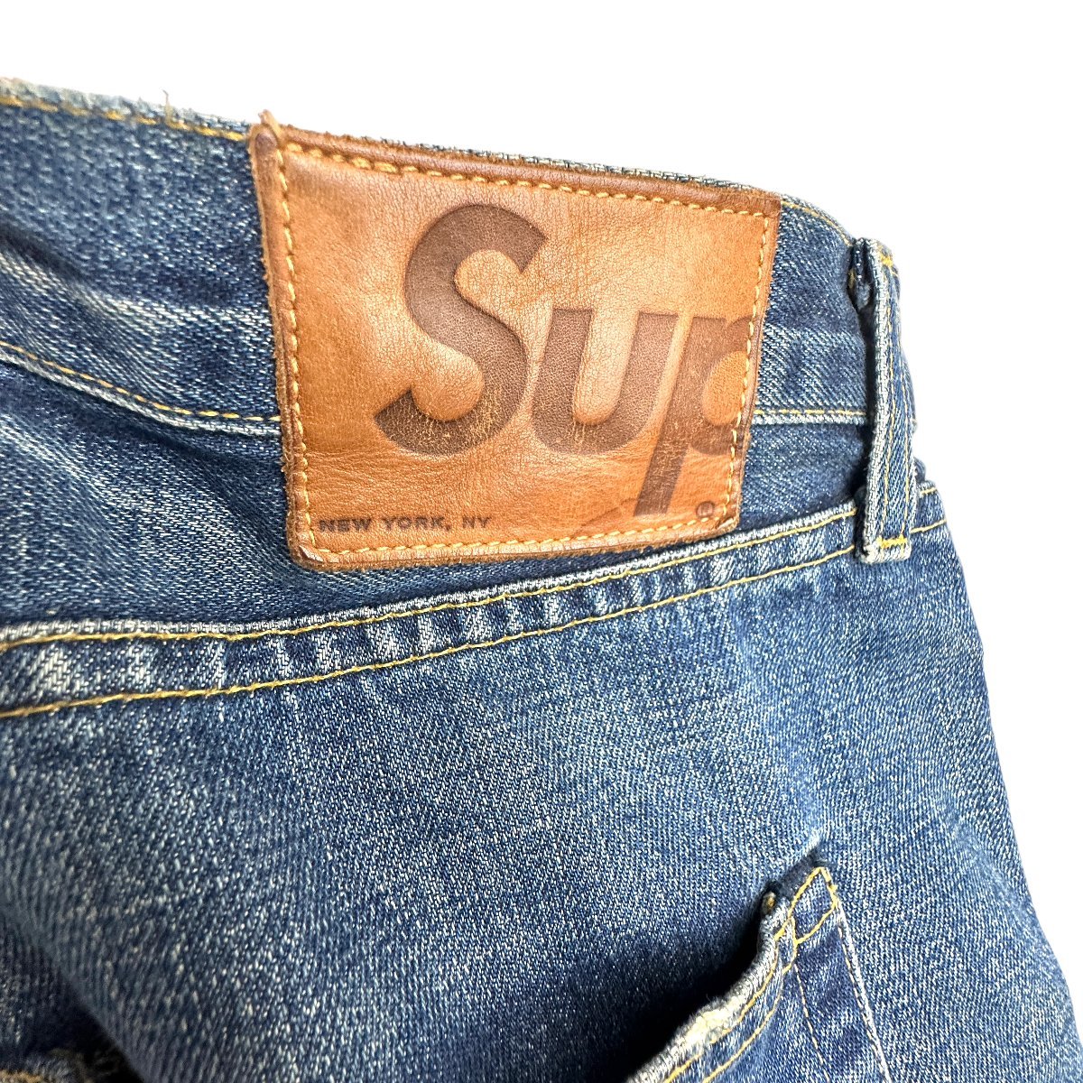 A668○Supreme Stone Washed Slim Jeans デニムパンツ W36 XL ストーン 