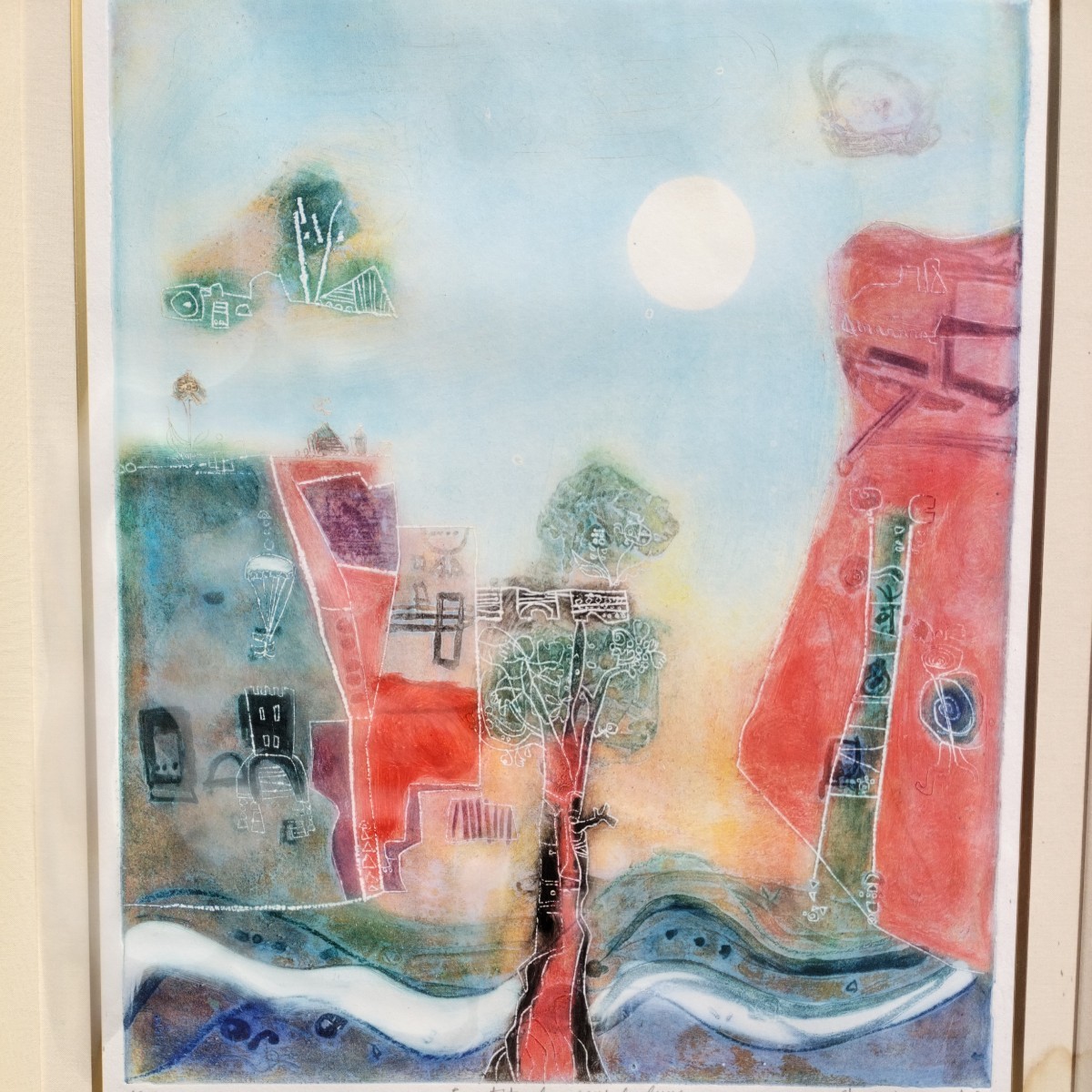 日展入選 静岡県焼津市出身 長谷川彰一「月の下の小さな木」 銅版画 62