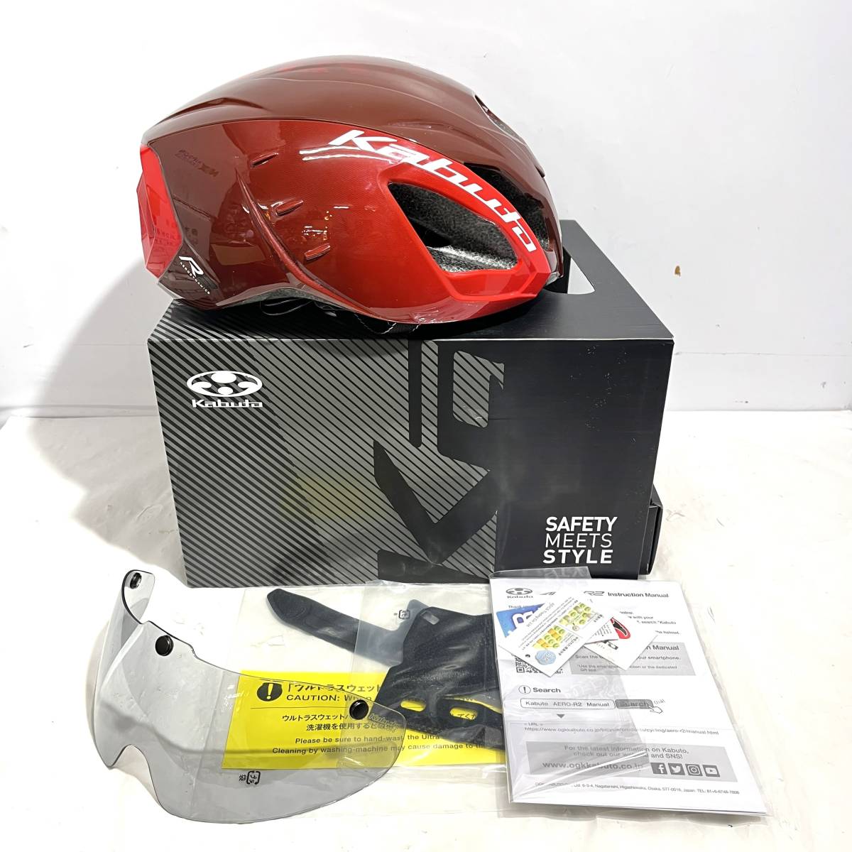 志木)箱付 美品☆OGK Kabuto/カブト AERO-R2 L/XL 59-61cm R040606727 
